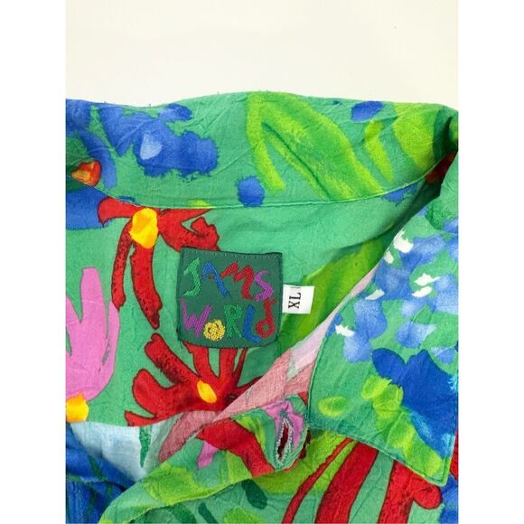 Jams World Multicolor Sea Flower Button Down Hawaiian Retro Shirt XL - Picture 5 of 7